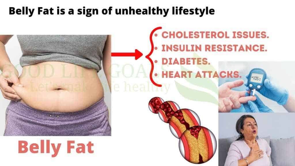 belly fat causes diabetes & heart attack